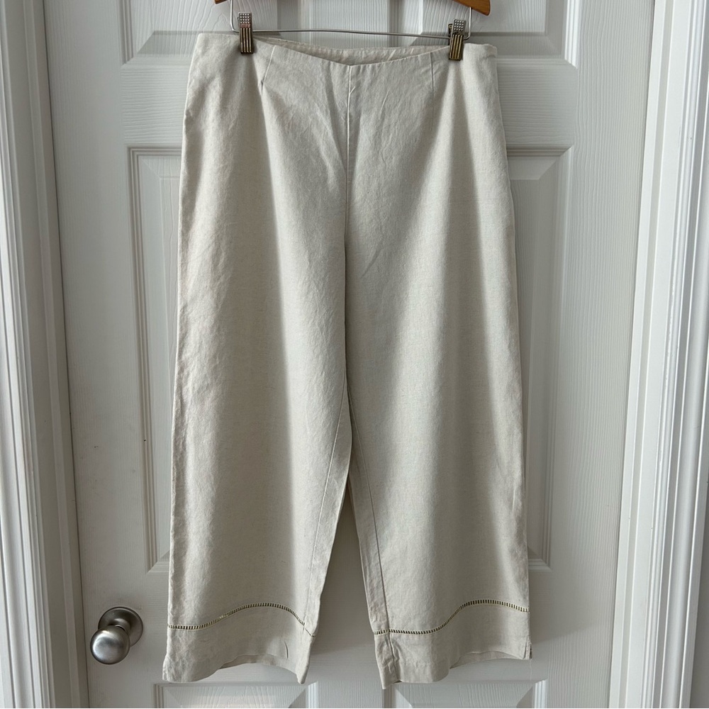 First Option Wide Leg Lightweight Linen Blend Pants Coastal Lagenlook Breathable
